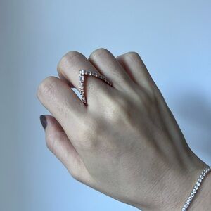 NWT Diamonique Rose Gold Geometric Diamond Ring